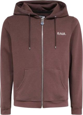BALR. Ribbed Knit Full Zip Hoodie - Heren - Vesten met rits - Bruin - M - Katoen - Hoodies & sweatvesten