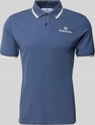 Sergio Tacchini Slim Fit Poloshirt mit Logo-Stitching Modell Reed in Dunkelblau, Gr&ouml;&szlig;e XXL