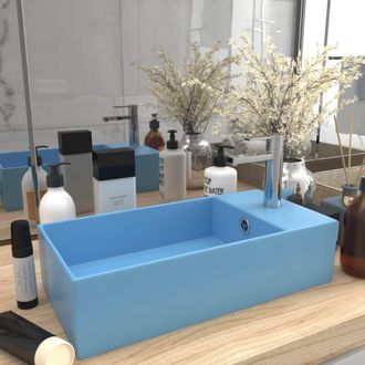 Berkfield Home Bathroom Sink with Overflow Ceramic Light Blue