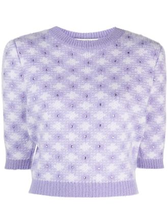 Alessandra Rich Top con strass - Viola