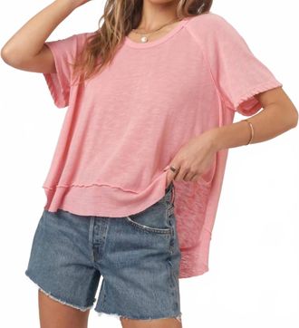 Bloomingdale's Lina Textured Scoop Neck Tee In Peony Pink