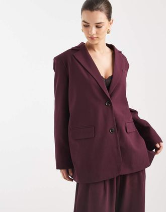 Vero Moda Blazer oversize bordeaux in coordinato-Rosso