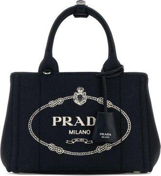 Prada Dark Blue Canvas Small Prada Jardiniere Re Handbag