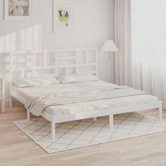 vidaXL Vidaxl - Bed Frame without Mattress White Solid Wood 180x200 cm Super King
