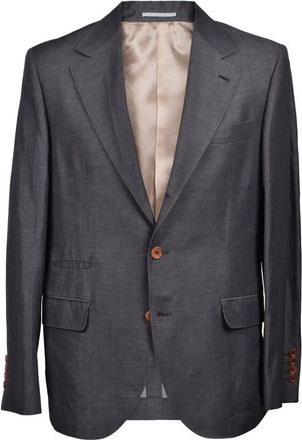 Brunello Cucinelli Gray Wool Linen Blend Suit, Brand Size 46 (US Size 36)