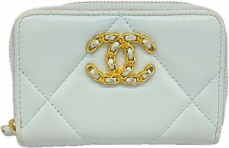 Chanel Sky Blue Leather Coin Purse/Coin Case (Pre-Owned)