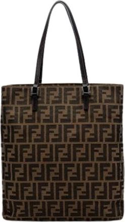 Fendi Pre-owned Canvas Tote Bag - Dames - Vintage Shopper - Bruin - ONE Size - Leer - Vintage