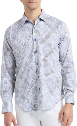 Robert Graham Shillibeer Stretch Cotton Button-Up Shirt in Blue Multi at Nordstrom, Size Xx-Large