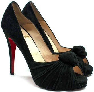 Christian Louboutin Louboutin Black Suede Peep Toe Pump Heels Size 39.5