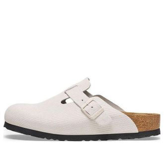 Birkenstock (WMNS) Birkenstock Boston Suede Leather Embossed Corduroy Antique White 1025270