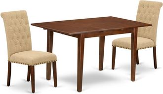 East West Furniture Dining Room Set Mahogany, PSBR3-MAH-04