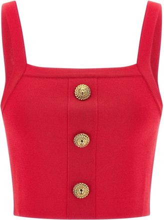Balmain Gebreide Bralette Top met Knopen - Dames - Tops zonder mouwen - Roze - XS - Polyester - Tops