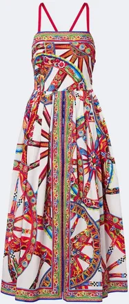 Dolce & Gabbana Carretto gathered cotton poplin midi dress