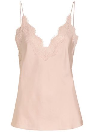 R&oacute;he Lace-trim Silk Camisole top - Rose - 34 (UK6 / XS)