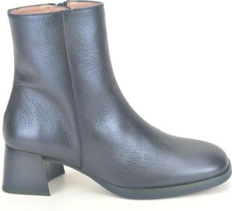 Hispanitas Blauwe Metallic Enkelboot - Dames - Laarzen met Hak - Blauw - 39 EU - Leer - Schoenen