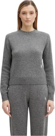 Sporty & Rich SRC Logo-Detail Sweater - Dames - Cashmere truien - Grijs - S - Wol - Truien & Vesten