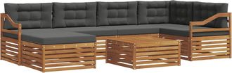 vidaXL Conjunto De Sof&aacute;s De Exterior 7 Uds. Natural Y Antracita Vidaxl
