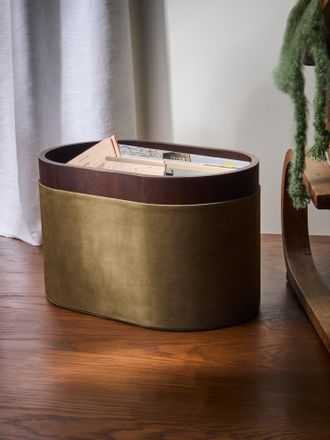 Riviere Dama Walnut and Suede Magazine Rack