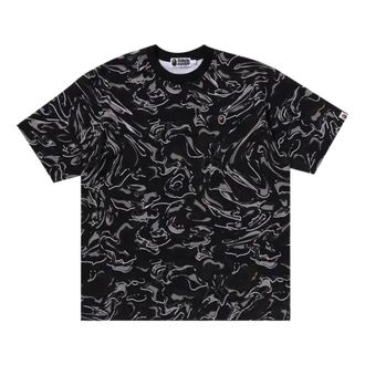 A Bathing Ape Marbling Camo One Point Relaxed Fit Tee Black 1K80-109-305-BLACK
