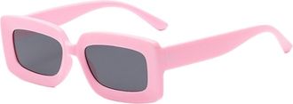 Generic Vintage Square Small Frame Sunglasses Men And Women Polarized Sports Beach Vacation Party Sun Glasses(Pink)