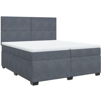 vidaXL Cama Box Spring Con Colch&oacute;n Terciopelo Gris Oscuro 200x200 Cm Vidaxl