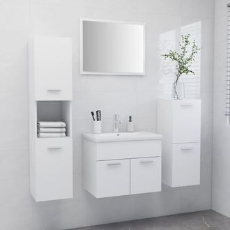 vidaXL Juego De Muebles De Ba&ntilde;o Madera De Ingenier&iacute;a Blanco Vidaxl