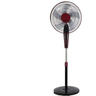 Fabrilamp Ventilador De Pie Borlon Negro/burdeos 3 Vel.55w 5x2 Aspas Orientable+ Remoto+ Temporizador Regx43x40 Cm