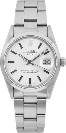 Rolex Pre-owned Rolex Oyster Perpetual Date Automatic Chronometer Silver Dial Mens Watch 15000 SSO