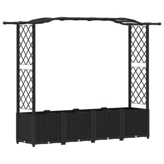 vidaXL Cama Elevada Con Trellis Y Techo Negro 204 X 40 X 141 Cm Pp Vidaxl