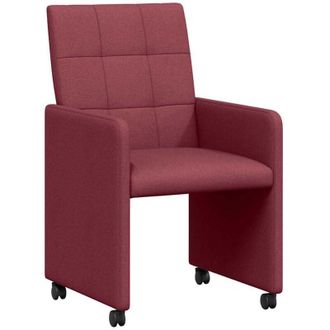 vidaXL Dining Chairs with Wheels 2 pcs Wine red 58 x 65 x 94 cm Fabric vidaXL