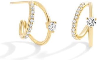 Mint & Lily The Nova Double Hoop Earrings in 18K Gold Vermeil /Moissanite at Nordstrom