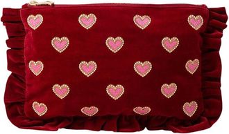Elizabeth Scarlett Love Hearts Frill Pouch in Rouge at Nordstrom