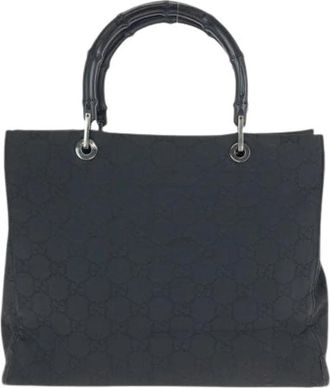 Gucci Pre-owned Bamboo Nylon Tote Bag - Dames - Vintage Handtas - Zwart - ONE Size - Nylon - Vintage