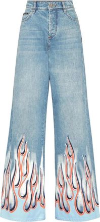 Philipp Plein Denim Skater Fit Broek Flame - Dames - Loose Fit Jeans - Blauw - W25 - Denim - Jeans