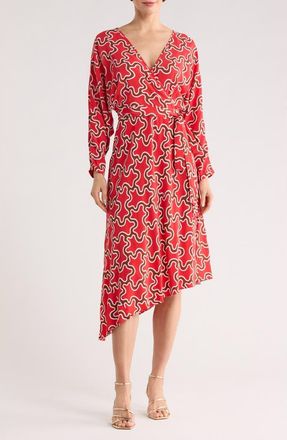 Diane Von F&uuml;rstenberg Eliose Asymmetric Wrap Dress in Cloud Patch Red at Nordstrom Rack, Size Xx-Small
