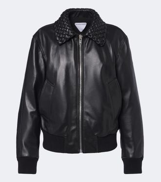 Bottega Veneta Chaqueta de piel con Intrecciato