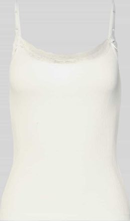 Review Slim Fit Top mit Spitzenbesatz in Weiss, Gr&ouml;&szlig;e XL