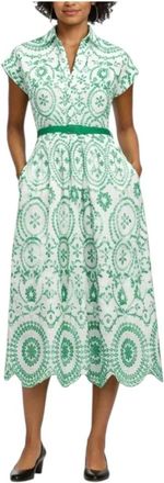 Salsa Midi Overhemdjurk - Dames - Shirt Kleedjes - Groen - S - Katoen - Kleedjes