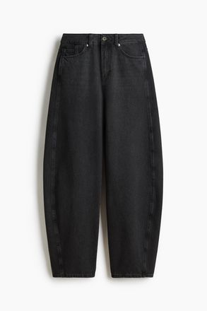 H&M Barrel High Waist Jeans - Ausgewaschenes Schwarz