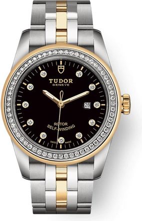 Tudor Glamour Date Automatic Diamond Black Dial Ladies Watch 53023-0017