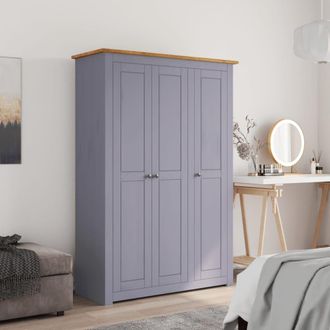 Berkfield Home 3-Door Wardrobe Grey 118x50x171.5 cm Pine Panama Range