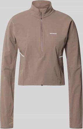 Salomon Cropped Pullover f&uuml;r intensive Anstrengungen und Beschleunigung in Taupe, Gr&ouml;&szlig;e XL
