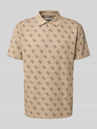 Guess Regular Fit Poloshirt mit Logo-Muster in Beige, Gr&ouml;&szlig;e XXL