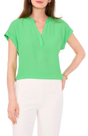 Chaus Split Neck Georgette Blouse in Vibrant Green at Nordstrom, Size X-Large