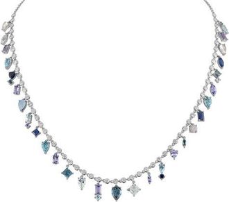Eden Presley Blue Collar Necklace in White Gold Multi at Nordstrom, Size 16