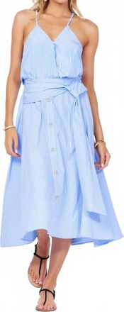 Bishop + Young Summer Poplin Midi Skirt In Blue Stripe