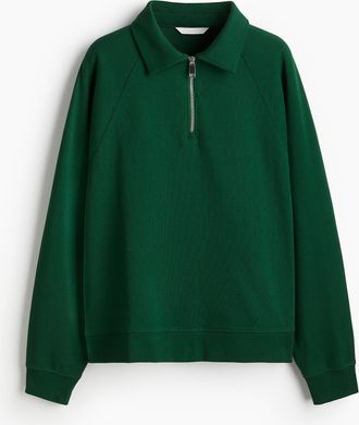 H&M Oversized Sweatshirt mit Zipper - Green
