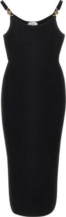 Versace Abito midi in maglia a coste in viscosa mesh - - Dresses - Donna - Nero - S