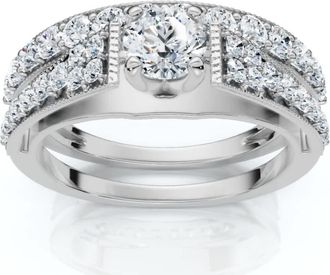 Pompeii3 1Ct TW Vintage Engagement Wedding Ring Set Lab Grown 14k Gold