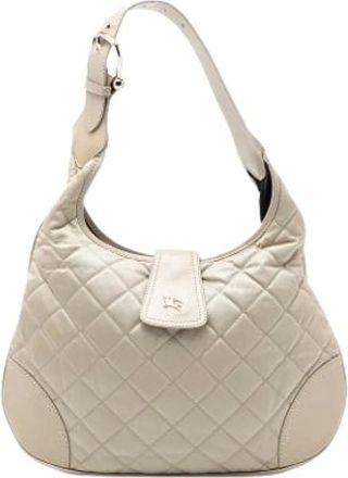 Burberry Pre-owned Shoulder Bags, female, Beige, Size: ONE SIZE Pre-owned Hobo Shoulder Bag